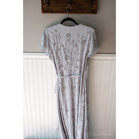 BHLDN Plymouth Wrap Dress Lavender Gray NEW - Picture 8 of 9